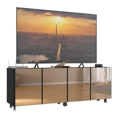 Rack Tv Até 50 Polegadas Com Rodízios E Espelhos Mp1080 Preto Preto