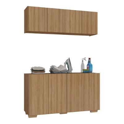 Conjunto Lavanderia Multiuso Armário Aéreo E Balcão Mp5054 Rustic natural