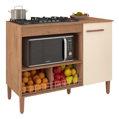 Balcão Cozinha Para Cooktop E Microondas Cr20115 Canelato Rústico natura Off White