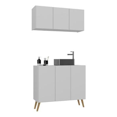 Conjunto Gabinete De Banheiro E Armário Aéreo Retrô Mp5055 Branco natural
