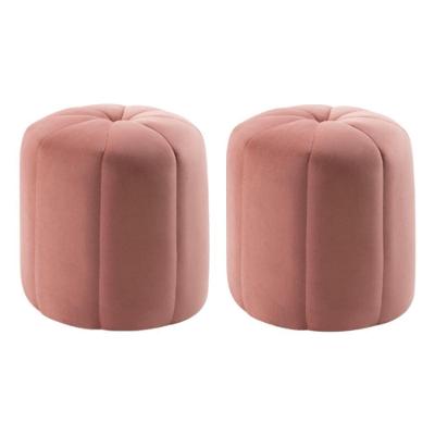 Kit 2 Puff Puf Para Sala P09 Veludo Rosa Dmobiliario Rosa