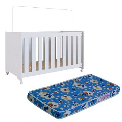 Berço Com Colchao E Rodizios La012 Branco Comm Branco