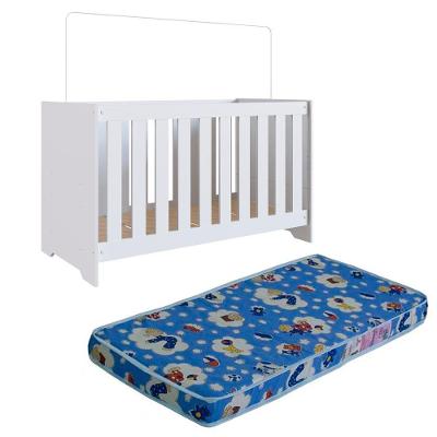 Berço Mini Cama 3x1 Com Colchao La013 Branco Comm Branco