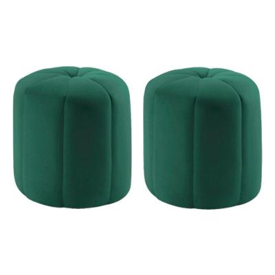 Kit 2 Puff Puf Para Sala P09 Veludo Verde Dmobiliario Verde