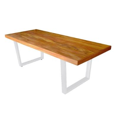 Mesa Industrial Lanna Madeira Maciça C- Ferragem Branca 2,50m Marrom