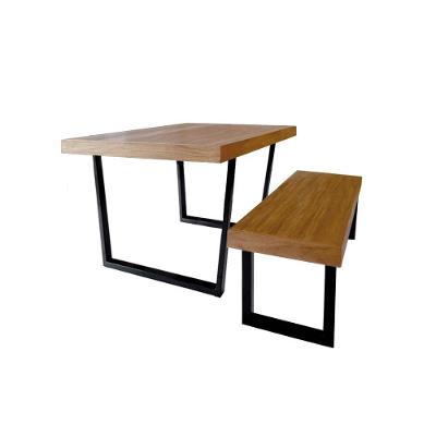 Conjunto Mesa Industrial Lanna 2,20m Ferragem Preta Com Banco Industrial Lanna Preto