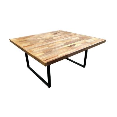 Mesa Industrial Apolo Quadrada 1,50x1,50 Madeira Maciça Taúri De Marchetaria Com Ferragem Preta Preto