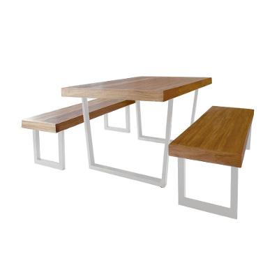 Conjunto Mesa Industrial Lanna 2,20m Ferragem Branca Com 2 Banco Industrial Lanna Branco