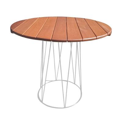 Mesa Para área Gourmet Redonda 90cm Logan Base Em Ferro Branco Branco