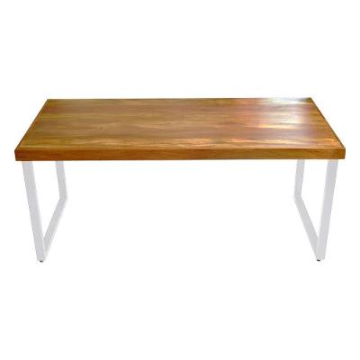 Mesa Industrial Bernardo Madeira Maciça C- Ferragem Branca 1,50m Marrom