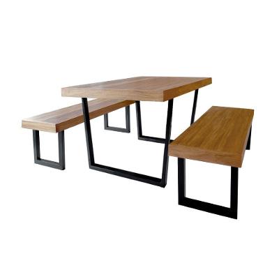 Conjunto Mesa Industrial Lanna 1,80m Ferragem Preta Com 2 Bancos Industrial Lanna Preto