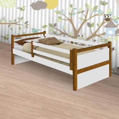 Cama Infantil Bianca Branco-mel Com Pés Em Madeira