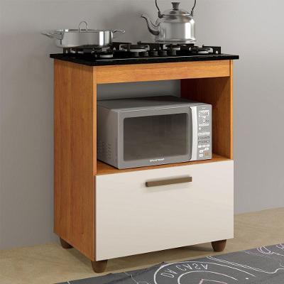 Balcão Para Cooktop 05 Bocas 1 Porta Basculante Salvia Naturalle Com Off White