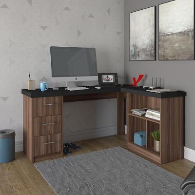 Mesa De Computador Em L 3 Gavetas Alaska Preto Ipê