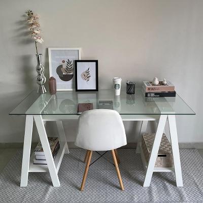 Mesa De Computador Com Vidro Louisiana Branco