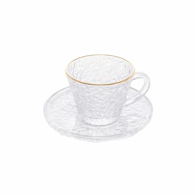 Xícara Para Chá Com Pires Em Cristal Martelado Petra 180ml Lyor Transparente