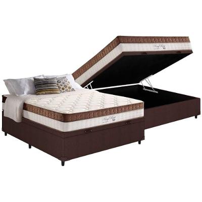 Cama Box Baú Casal: Colchão Molas Ensacadas Anjos MasterPocket King Best + Base CRC Courano Brown(138x188)