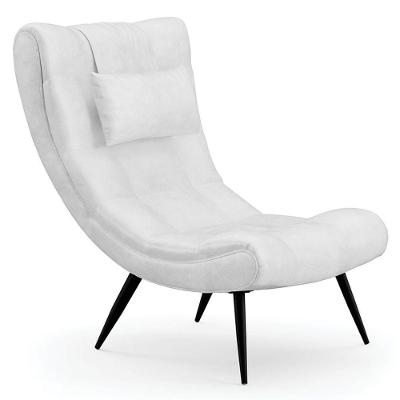 Poltrona Decorativa Para Sala De Estar Com Almofada E Pés Palito Lord Sintético Branco - Ibiza