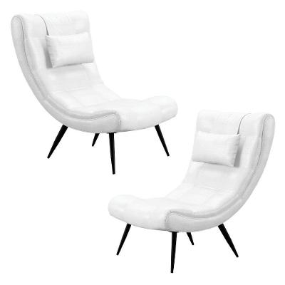 Kit 2 Poltronas Decorativas Sala De Estar Com Almofada E Pés Palito Lord Facto Dunas Branco - Ibiza