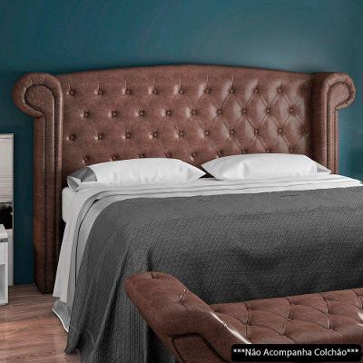 Cabeceira Cama Box King 195cm Provença E Recamier Veneto P02 Sintético Marrom - Mpozenato