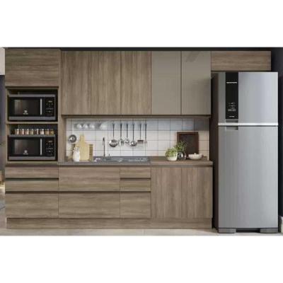 Cozinha Compacta Maxxi 7pçs 1 Paneleiro 3 Aéreos 2 Balcões 1 Complemento Cz218 Nogal - Kappesberg