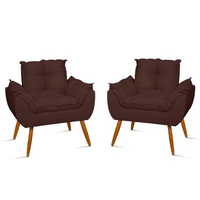 Kit 2 Poltronas Para Quarto Sala Recepção – Jl Decor Cor:marrom
