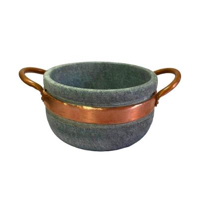 Kit 3 Cumbucas Alça De Cobre Pedra Sabão Caldo Sopa 500ml