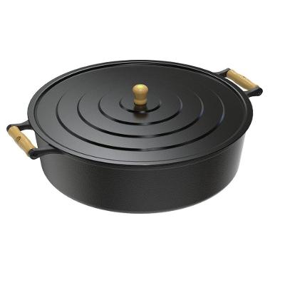 Panela Caçarola Ferro Fundido Alça Madeira Com Tampa 25l N50.