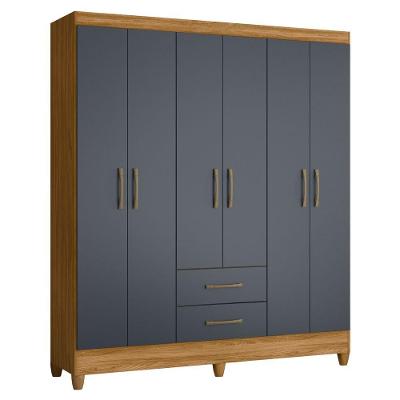 Guarda Roupa Casal 6 Portas 2 Gavetas 153cm Paraná M07 Freijó/cinza - Mpozenato