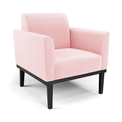 Poltrona Base De Madeira Fixa Preto Marisa Suede - D'Rossi Rosa Bebê