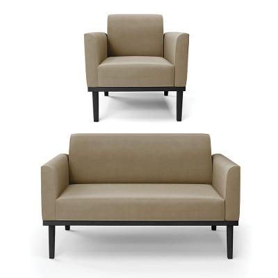 Sofá Namoradeira Com Poltrona Base De Madeira Fixa Preto Marisa Suede D03 - D'Rossi Marrom Rato