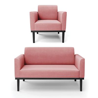 Sofá Namoradeira Com Poltrona Base De Madeira Fixa Preto Marisa Suede D03 - D'Rossi Rose