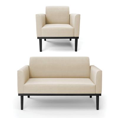 Sofá Namoradeira Com Poltrona Base De Madeira Fixa Preto Marisa Suede D03 - D'Rossi Bege
