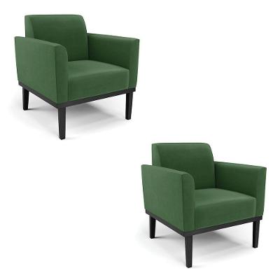 Kit 2 Poltronas Base De Madeira Fixa Preto Marisa Suede D03 - D'Rossi Verde