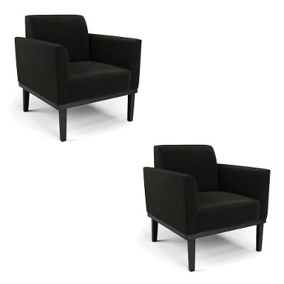 Kit 2 Poltronas Base De Madeira Fixa Preto Marisa Suede D03 - D'Rossi Preto
