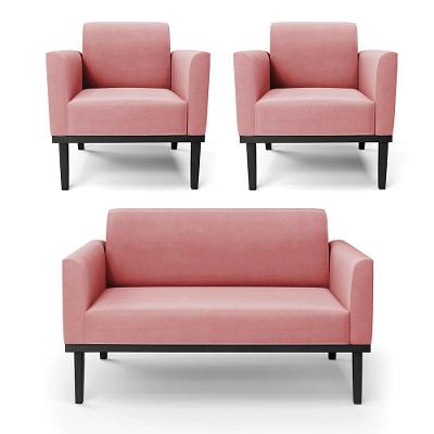 Sofá Namoradeira Com 2 Poltronas Base De Madeira Fixa Preto Marisa Suede D03 - D'Rossi Rose
