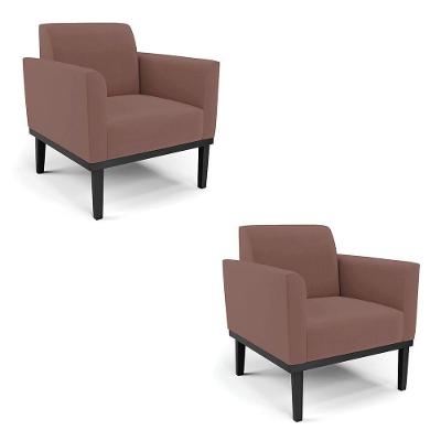 Kit 2 Poltronas Base De Madeira Fixa Preto Marisa Veludo D03 - D'Rossi Rose