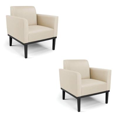 Kit 2 Poltronas Base De Madeira Fixa Preto Marisa Corino Bege D03 - D\'rossi