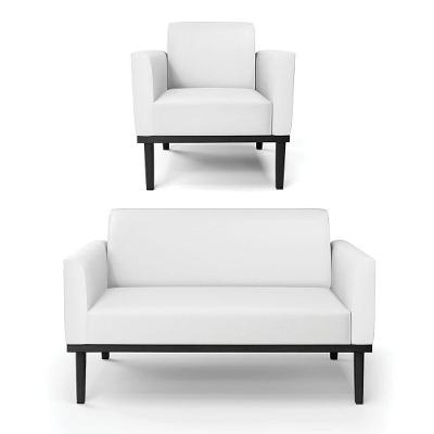 Sofá Namoradeira Com Poltrona Base De Madeira Fixa Preto Marisa Corino D03 - D\'rossi Cor Branco