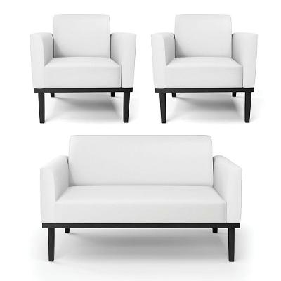 Sofá Namoradeira Com 2 Poltronas Base De Madeira Fixa Preto Marisa Corino D03 - D\'rossi Cor Branco