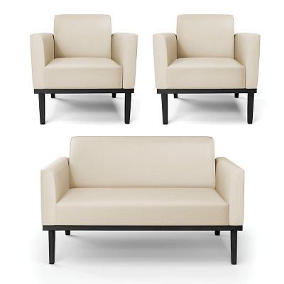Sofá Namoradeira Com 2 Poltronas Base De Madeira Fixa Preto Marisa Corino D03 - D\'rossi Cor Bege