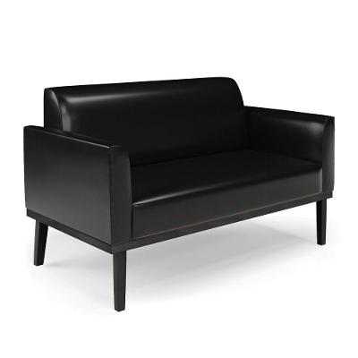 Sofá Namoradeira Com Poltrona Base De Madeira Fixa Preto Marisa Corano Preto D03 - D\'rossi