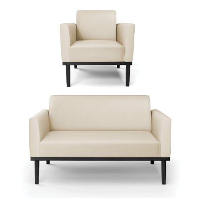 Sofá Namoradeira Com Poltrona Base De Madeira Fixa Preto Marisa Corino D03 - D\'rossi Cor Bege