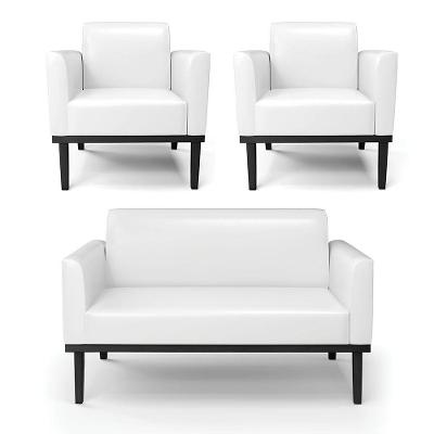 Sofá Namoradeira Com 2 Poltronas Base De Madeira Fixa Preto Marisa Corano D03 - D\'rossi Cor Branco