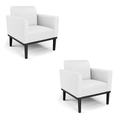 Kit 2 Poltronas Base De Madeira Fixa Preto Marisa Corino D03 - D\'rossi Cor Branco