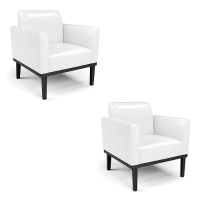 Kit 2 Poltronas Base De Madeira Fixa Preto Marisa Corano D03 - D\'rossi Cor Branco