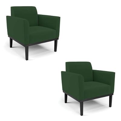 Kit 2 Poltronas Base De Madeira Fixa Preto Marisa Veludo Verde D03 - D'Rossi