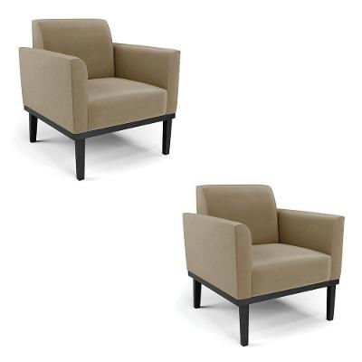 Kit 2 Poltronas Base De Madeira Fixa Preto Marisa Suede Marrom Rato D03 - D'Rossi