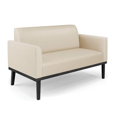 Sofá Namoradeira Base De Madeira Fixa Preto Marisa Corino D03 - D\'rossi Cor Bege