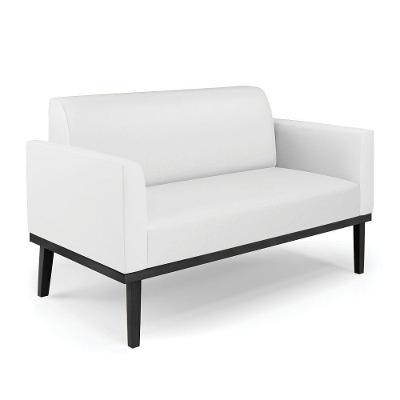 Sofá Namoradeira Base De Madeira Fixa Preto Marisa Corino D03 - D\'rossi Cor Branco